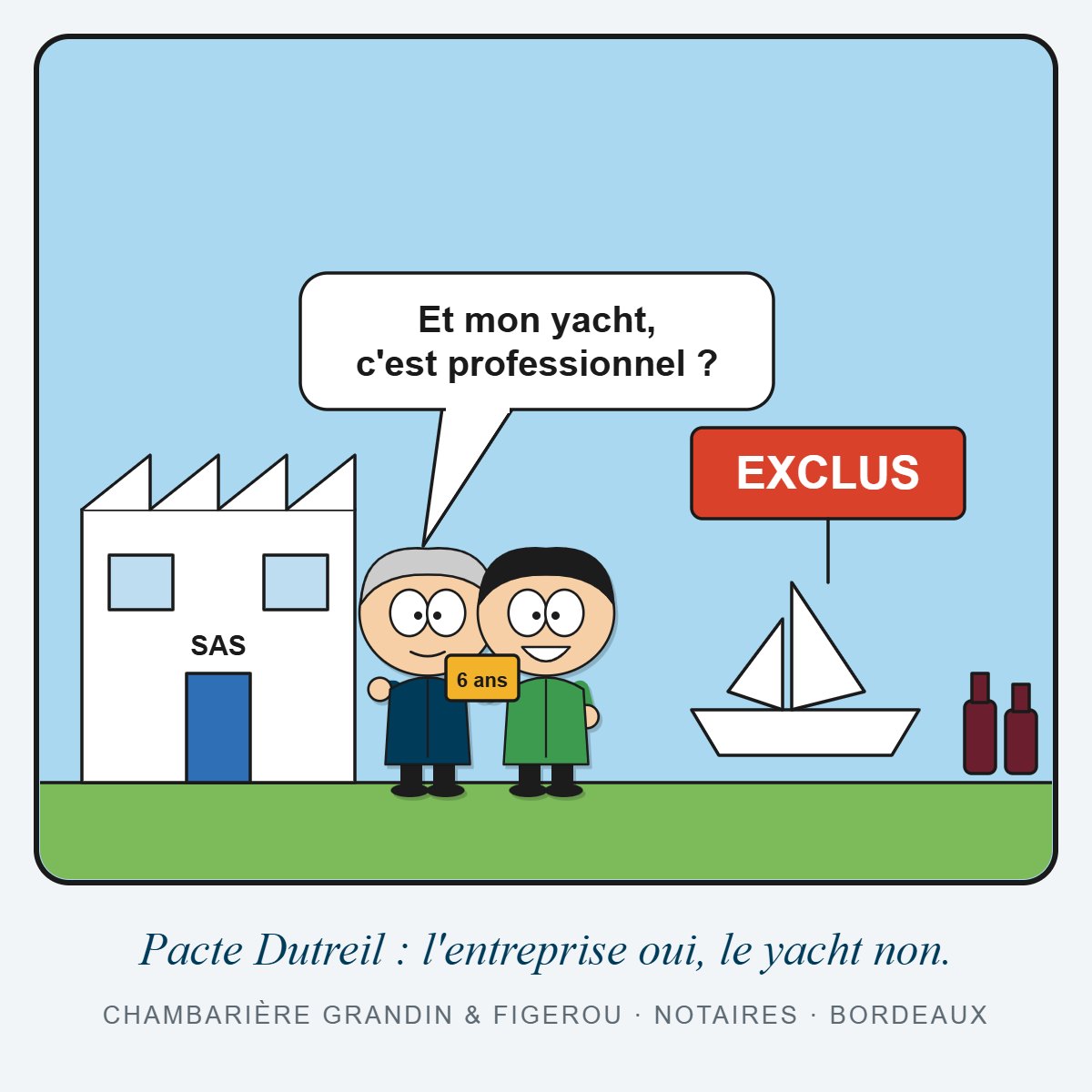 Cartoon – Pacte Dutreil, biens de luxe exclus